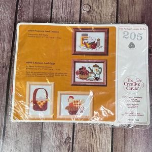 VTG The Creative Circle Unopened Eggs & Chicken in Basket Crewel Embroidery Kit